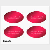 クリエイティブ手書きエレガントモダンカーミン赤 楕円形シール (シート)