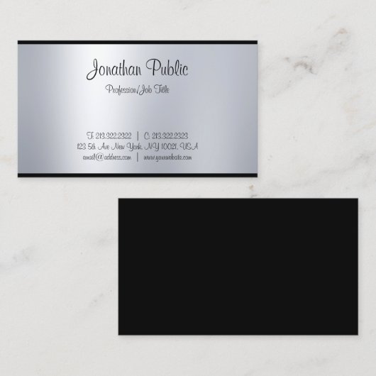 クリエイティブ手書きスクリプトシルバーカリグラフィー 名刺 (正面/裏面)