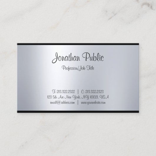 クリエイティブ手書きスクリプトシルバーカリグラフィー 名刺 (正面)