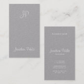 クリエイティブ手書きスクリプトモノグラムエレガントグレー 名刺 (正面/裏面)