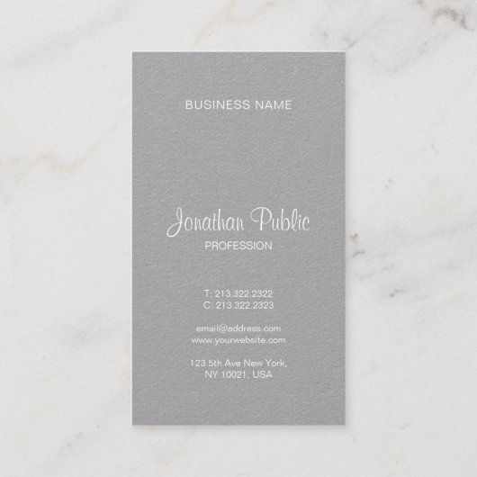 クリエイティブ手書きスクリプトモノグラムエレガントグレー 名刺 (裏面)