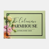 クリエイティブ抽象芸術フローラファームハウスファミリーモノグラム ドアマット (正面)