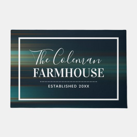 クリエイティブ抽象芸術ブラックブルーファミリーモノグラム ドアマット (正面)