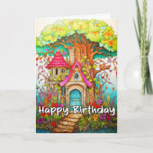 クリエイティブ抽象芸術マッシュルームハウスイラストレーション カード (正面)