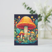 クリエイティブ抽象芸術マッシュルームフォレストイラストレーション ポストカード (スタンド正面)