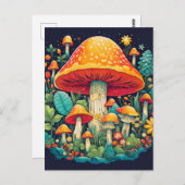 クリエイティブ抽象芸術マッシュルームフォレストイラストレーション ポストカード (正面/裏面)
