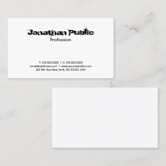 クリエイティブ文字デザインプロフェッショナルシンプルプレーン 名刺 (正面/裏面)