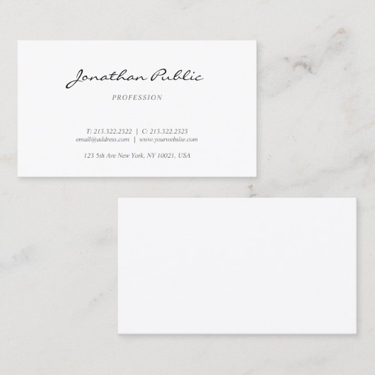 クリエイティブ斜体スクリプトモダンデザイントレンディープレーン 名刺 (正面/裏面)