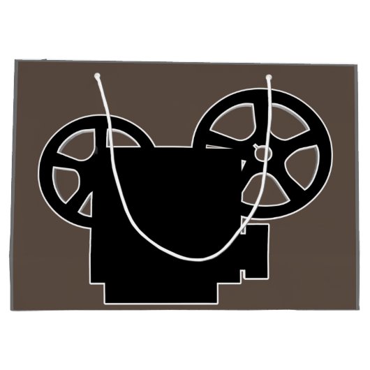 クリエイティブ映写機のシルエット ラージペーパーバッグ (裏面)