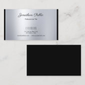 クリエイティブ書付きスクリプモダントシルバープレーン 名刺 (正面/裏面)