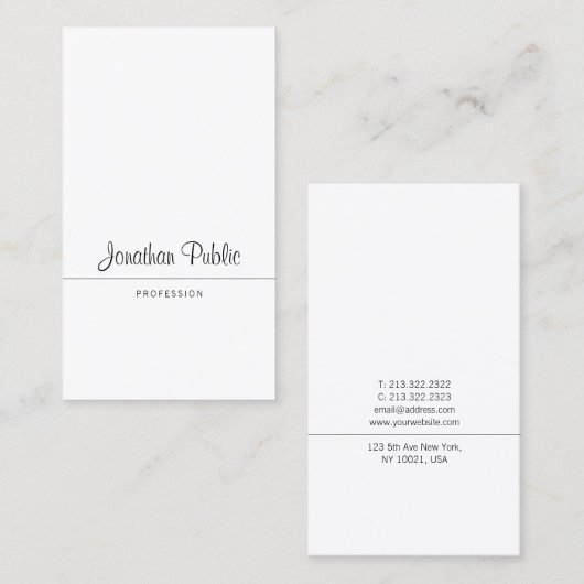 クリエイティブ書道スクリプトトレンディーシンプルプレーン 名刺 (正面/裏面)