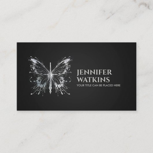 クリエイティブ書- Fountain Ink Pen Butterfly 名刺 (正面)