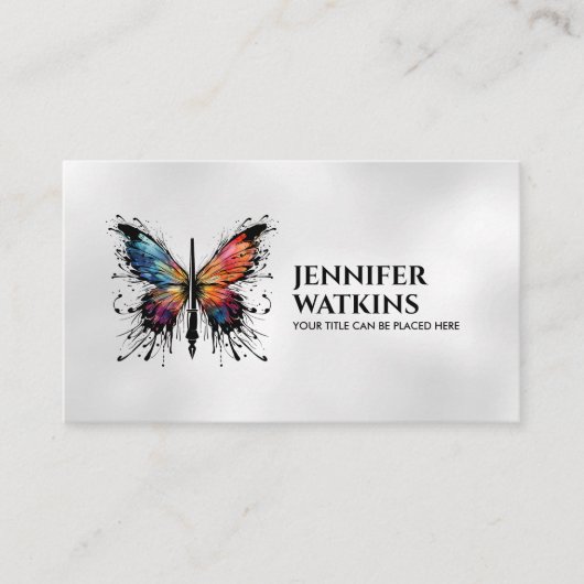 クリエイティブ書- Fountain Ink Pen Butterfly 名刺 (正面)