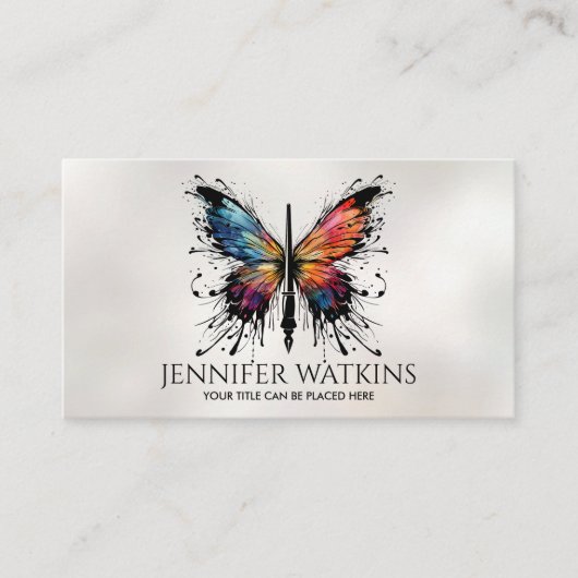 クリエイティブ書- Fountain Ink Pen Butterfly 名刺 (正面)