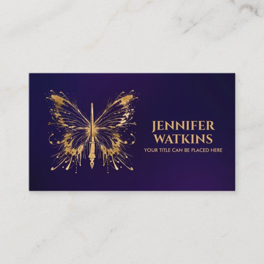 クリエイティブ書- Fountain Ink Pen Butterfly 名刺 (正面)