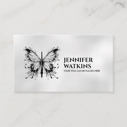 クリエイティブ書- Fountain Ink Pen Butterfly 名刺 (正面)