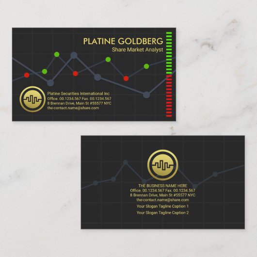 クリエイティブ株式共有市場グラフマネーマーケット  名刺 (正面/裏面)