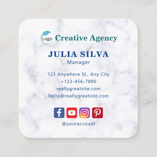 クリエイティブ機関デジタルマーケティング名刺 スクエア名刺 (裏面)