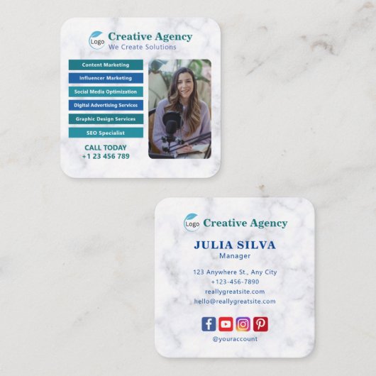 クリエイティブ機関デジタルマーケティング名刺 スクエア名刺 (正面/裏面)