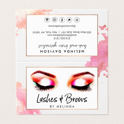 クリエイティブ水彩まつげ/眉アフターケア折り畳み 名刺 (外部フラット)