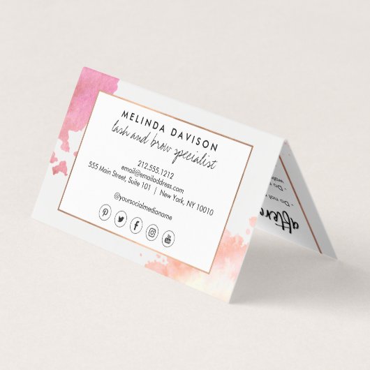 クリエイティブ水彩まつげ/眉アフターケア折り畳み 名刺 (裏面)