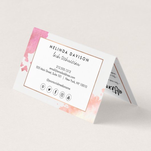 クリエイティブ水彩まつ毛アフターケア折り畳み 名刺 (裏面)