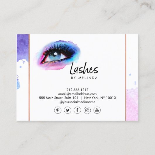 クリエイティブ水彩まつ毛ブルーアフターケア 名刺 (裏面)