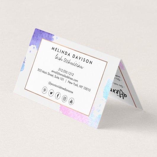 クリエイティブ水彩まつ毛ブルーアフターケアII 名刺 (裏面)