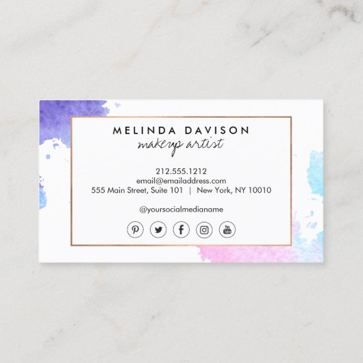 クリエイティブ水彩アイメイクアップアーティスト 名刺 (裏面)