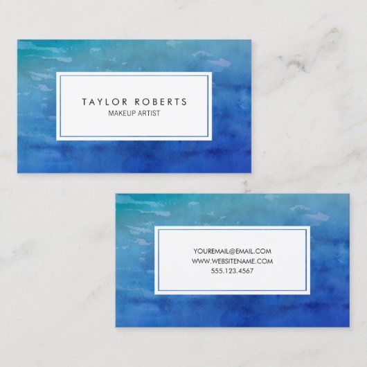 クリエイティブ水彩ブルーメイクアップアーティストパターン 名刺 (正面/裏面)