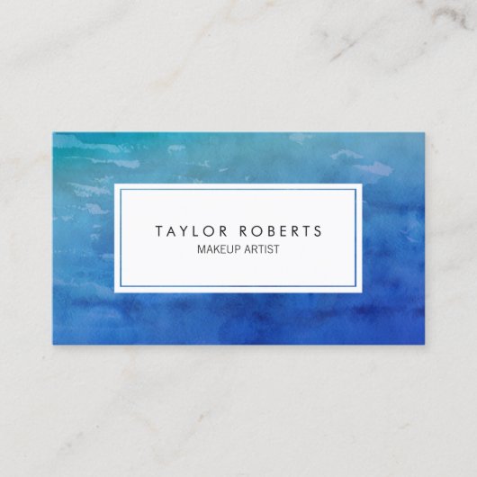 クリエイティブ水彩ブルーメイクアップアーティストパターン 名刺 (正面)
