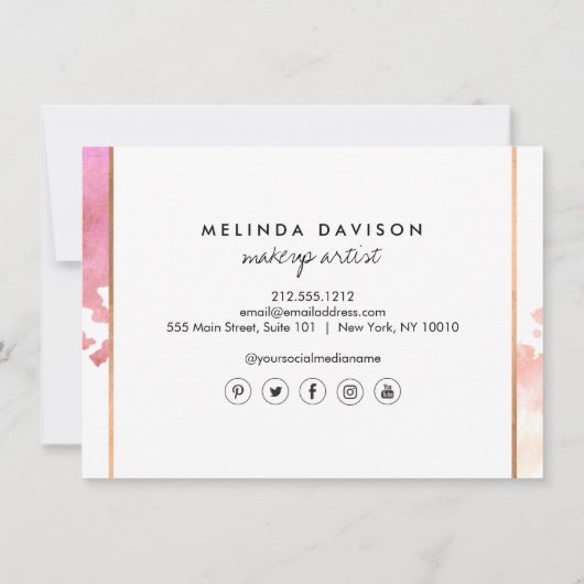 クリエイティブ水彩目化粧アーティストギフトカード (裏面)