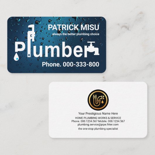 クリエイティブ水滴の配管標識 名刺 (正面/裏面)