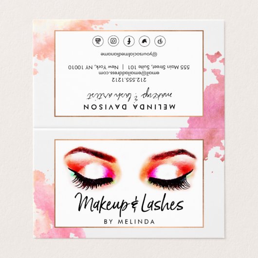 クリエイティブ水色目メイクアップ/点滅後介護 名刺 (外部フラット)