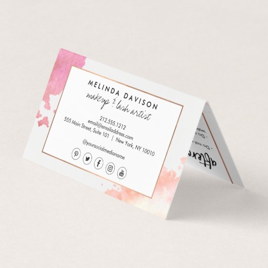 クリエイティブ水色目メイクアップ/点滅後介護 名刺 (裏面)