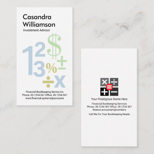 クリエイティブ浮動小数点数の数学記号 名刺 (正面/裏面)