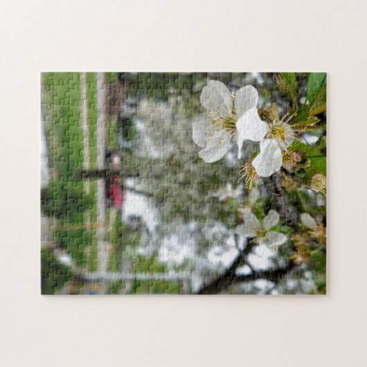 クリエイティブ白ハナミズキ花写真ジグソーパズル ジグソーパズル (横)