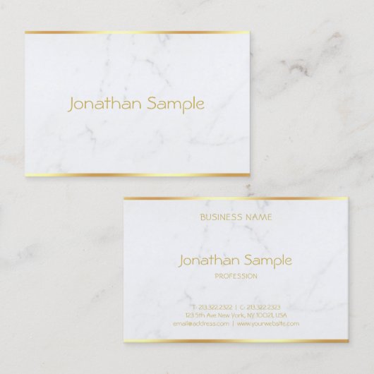 クリエイティブ白モダン大理石金ゴールド文字テンプレート 名刺 (正面/裏面)