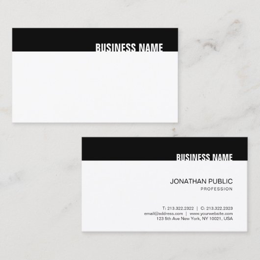 クリエイティブ白黒シンプルモダントレンディーテンプレート 名刺 (正面/裏面)