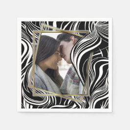 クリエイティブ白黒シームレス抽象的 スタンダードカクテルナプキン