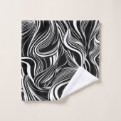 クリエイティブ白黒シームレス抽象的 バスタオルセット (ウォッシュタオル)