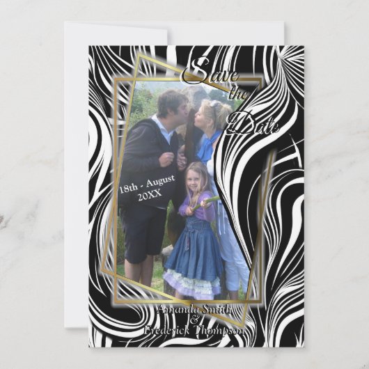 クリエイティブ白黒シームレス抽象的 招待状 (正面)