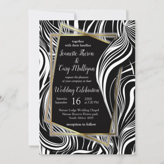 クリエイティブ白黒シームレス抽象的 招待状 (正面)