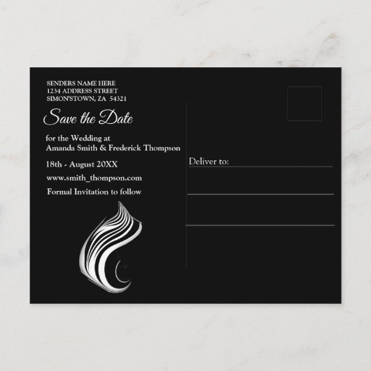 クリエイティブ白黒シームレス抽象的 案内ポストカード (裏面)