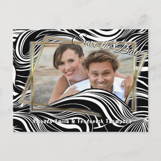 クリエイティブ白黒シームレス抽象的 案内ポストカード (正面)