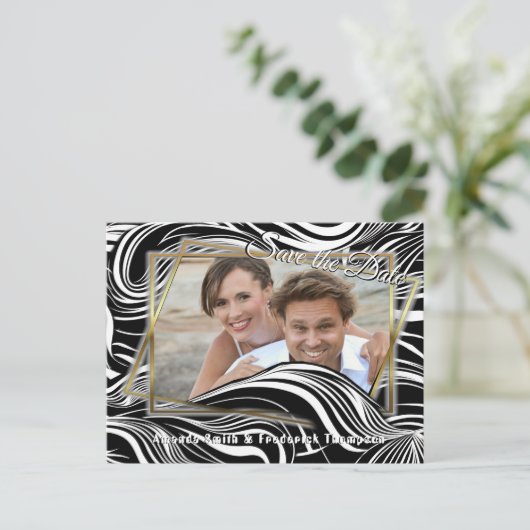 クリエイティブ白黒シームレス抽象的 案内ポストカード (スタンド正面)