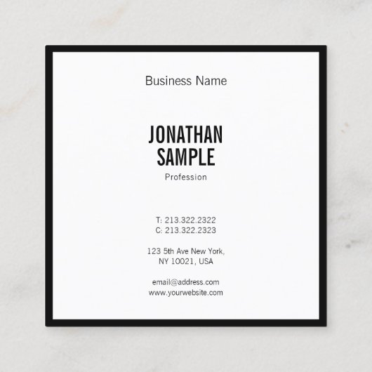 クリエイティブ白黒ミニマリストモダンシンプル スクエア名刺 (裏面)