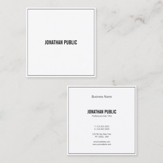 クリエイティブ白黒ミニマルモダンシンプルリストCHIC スクエア名刺 (正面/裏面)