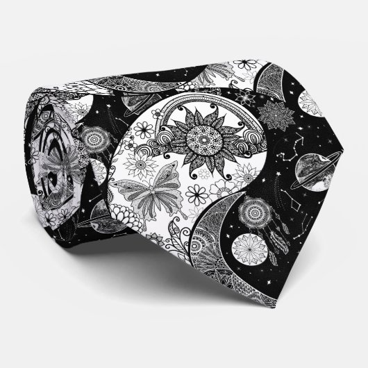 クリエイティブ白黒陰陽ナイトデイマンダラ ネクタイ (ロール)