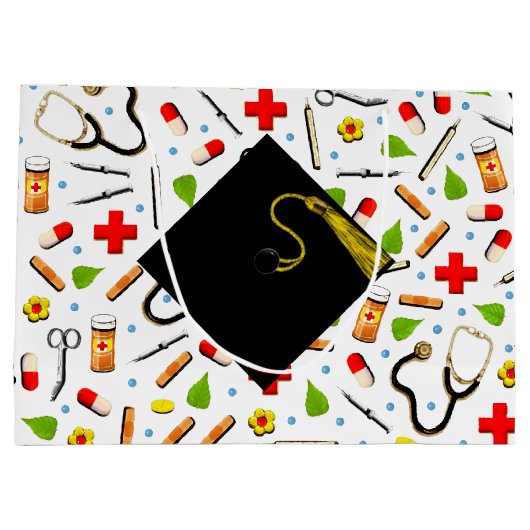 クリエイティブ看護学校卒業 ラージペーパーバッグ (裏面)